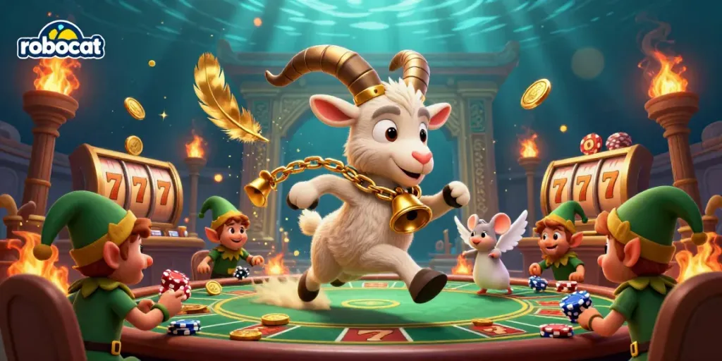 Experience the thrill of robocat casino with playful characters in a lively gambling scene filled with action.
